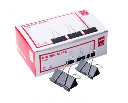 Затискач для паперу DELI 38561Е чорний 51мм картонне пакування Економ